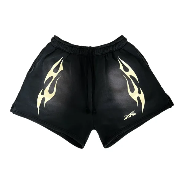 Black-Hellstar Sports Flame Shorts